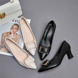 kamames kamames High Heels Female Wedding Thick Heel Autumn Shoes Not Tired Feet Soft Bottom Comfortable 2023 New Soft Leather Single Shoes