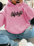 Cozy Plus Size Christmas Letter Print Hoodie - Casual Long Sleeve with Pockets, Perfect for Fall & Winter, Women's Fashion