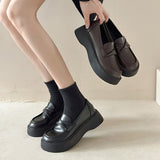 kamames Style Thick-Soled Leather Shoes Autumn 2023 New One-Foot Jk Single Shoes Muffin Bottom Love Shoes Round Head