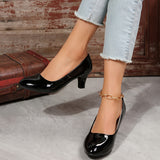 Stylish Pointed-Toe Mid-Heel Pumps - Faux Leather, Comfortable, Professional Block Heels for Work, Interviews, and Formal Events - Easy to Slip On and Off, Durable Outsole, and Chic Design