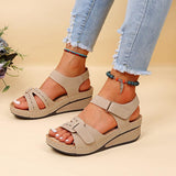 kamames Summer New Retro Women's Sandals Car Line Hole Shoes Large Round Head Slope Heel Comfort