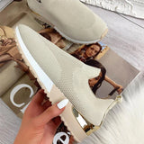 kamames Spring Knitting Socks Shoes Women 2022 Mesh Breathable Platform Sneakers Slip on Flat Casual Loafers Ladies Vulcanized Shoes
