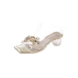 kamames Thick High Heels Diamond Slippers Women Wear Cool 2024 New Style Shoes Crystal Heels Sandals High Heels Slippers