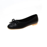 kamames Version 2024 New Summer Round Head Shallow Bow Flat Shoes Grandma Shoes Retro Fairy Style Shoes