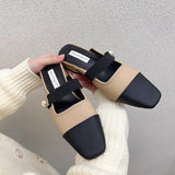 kamames Style Fragrant Style Color Baotou Semi-Slippers Women Wear Lazy Shoes With Thick Heels Muller Shoes Without Heels