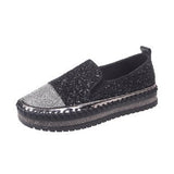 kamames Size 2023 Spring And Autumn New Muffin Thick Sole Single Shoes Women's Fashion Water Diamond Dazzling Color Round Head Leisure Shoes