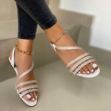 kamames women summer shoes 2022 fashion rhinestone sandals women's  one word plus size flat beach sandals women