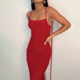 kamames Summer Big Backless Maxi Dress For Women Gown Summer Spaghetti Strap Sleeveless Ruched Club Party Long Dress Vestido