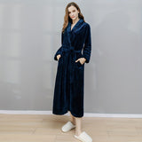 1pc Soft Coral Velvet Thickened Flannel Long Sleeve Bathrobe - Plush Long Robe for Home, Bathroom, Loungewear - Soft, Cozy, Warm, and Comfortable