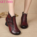 GKTINOO Autumn Winter Woman Genuine Leather Ankle Boots Female Casual Shoes Women Waterproof Warm Snow Boots Ladies Shoes