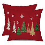 2PCS 18x18 Festive Red Linen Christmas Tree and Snowflake Throw Pillow Covers, Machine Washable Zippered Cases for Sofa, Patio & Porch, Contemporary Winter Farmhouse Decor - Insert Not Included