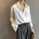 kamames Silk Shirt Vintage Blouse Women Spring 2023 Womens Clothing Sheer Top Woman Overshirt Women Longsleeve Dress Shirt