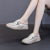 kamames kamames Thick Sole Slippers Female 2024 Summer New Baotou Engraved Hollow Hole Shoes Casual Leather Face A Foot Pedal Cool Drag