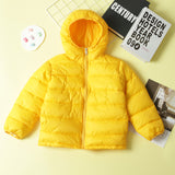 Kid's Solid Color Hooded Padded Jacket, Light-weight Warm Zip Up Coat, Boy's Clothes For Winter Outdoor, As Gift