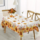 Vibrant Autumn Harvest Sunflower Tablecloth - Tablecloths with Rustic Farmhouse Style, Machine Woven Polyester Rectangle Table Cover for Kitchen Dining, Picnics, and Holiday Decorations - Perfect for Thanksgiving and Seasonal Home Decor