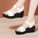 kamames Summer New Thick-Soled Sandals Women's 6Cm Slope Heel Sandals Middle Heel Waterproof Table Large Size Comfortable Muffin Fishmouth Shoes