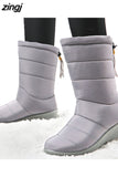 kamames Women Waterproof Snow Boots Mid-Calf Down High Bota Ladies Winter Shoes Woman Plush Insole Botas Mujer Invierno