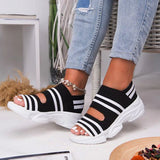 kamames Women Sandals 2022 High Heels Platform Women Shoes Summer Female flats Knitting Slip On Peep Toe casual Women Sandals