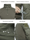 Men's Stretchable Cotton Long-Sleeve Top - Slim Fit, Half Zipper, Pockets - Ideal for Hiking, Climbing, Camping, and Fishing