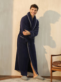 Mens Ultra-Soft Comfy Fleece Robe - Adjustable Lace-Up One-Piece Design with Pocket, Warm and Cozy for Home Lounging, Kimono-Style Night-Robe Pajamas for Men after Bath or Shower