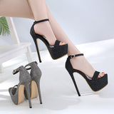 kamames kamames 46 High Heels, Bed, Sex Appeal Shoes, Nightclub, Sexy Model, Super High Heel, Waterproof Platform, Large Size With Sandals