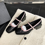 kamames Square Heels, Silver Bow, Mary Jane Shoes, Spring And Autumn, New Colors, Gentle Daily Shoes.