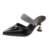 kamames kamames Large Size High Heels Women's New Half Slippers Pointed Heel Shoes Fashion Women Shoes Rhinestone Sandals
