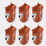 6 Pairs Of Baby Boy's Cartoon Animal Pattern, Bottom Rubber Non-slip Sports Low Cut Socks, Comfy Breathable Soft Socks For Babies Wearing