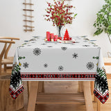 60x84 inches Festive Holiday Tablecloth - Vibrant Black and Red Plaid Rectangle Table Cover with Merry Christmas Border - Machine Woven, Washable, Stain-Resistant, Easy-Care, and Durable Polyester Fabric for Party, Picnic, and Dinner Decorations