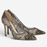 kamames Large-Size Pointed High-Heeled Lace High-Heeled Party Banquet Shoes