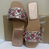 kamames ZAR Woman 2022 Flat Shoes Spring Summer Round Toe Sexy Acrylic Rhinestones Outer Wear Plus Size 41 Sandals And Slippers Women
