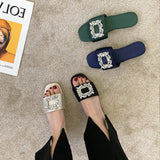 kamames Square Buckle Sandals Slippers Women Wear 2024 Summer New Women's Shoes Network Celebrities Popular Style Fairy Style Semi-Slippers