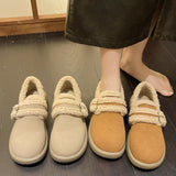 kamames kamames Cotton Shoes Women 2023 Winter New Casual Round Head Warm Flat Shoes One Foot Pedal Plus Velvet Loafers