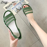 kamames Women Summer Flat Sandals 2023 Open-Toed Slides Slippers Candy Color Casual Beach Outdoot Female Ladies Jelly Shoes