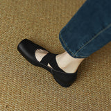 kamames kamames Pig Nose Shoes Female Spring 2024 New Inside And Outside Full Leather Retro Wind Ballet Shoes Protection