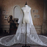 kamames White Ivory Cathedral Wedding Veil Long Lace Edge Bridal Veils Comb veli Two Layers wed veil Blusher Veil Wedding Accessories