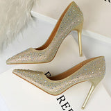 BIGTREE Shoes Sexy Woman Pumps Pointed Toe High Heels Shoes Women Sequins Nightclub Party Shoes Quality Stiletto Heels Lady Shoe