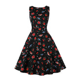 kamames Summer Pin Up Print Casual Party Dress 2022 Women Sleeveless Retro Robe 60s 50s Vintage Rockabilly Swing Dress Vestidos