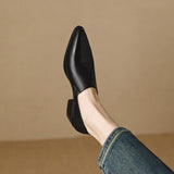 kamames kamames Heel Single Shoes Female 2024 New Pointed Deep Mouth French Small Fragrant Wind Thick With Temperament Pure Color Small Leather Shoes Female