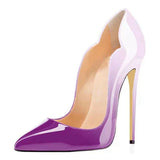 kamames White Gradient Concise brand shoes plus size pointed 12cm high stiletto heels shallow classic women pumps QP042 ROVICIYA