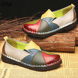 kamames Women Genuine Leather Loafers Mixed Colors Ladies Ballet Flats Shoes Female Spring Moccasins Casual Ballerina Shoes