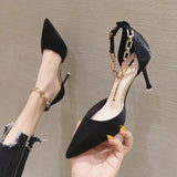 kamames kamames High Heels Women 2023 New Temperament Black Thin Heel Pointed Sexy Shallow Dress Wedding Single Shoes