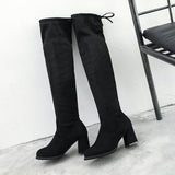 kamames Warm Fur Winter Boots Women Slim Stretch Lycra Platform Knee High Boots Ladies Long Boots Winter Shoes Over the Knee Boots