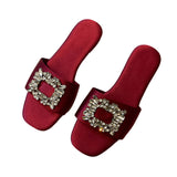 kamames Square Buckle Sandals Slippers Women Wear 2024 Summer New Women's Shoes Network Celebrities Popular Style Fairy Style Semi-Slippers