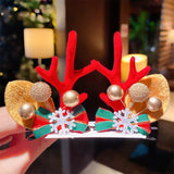 1Pair Women Girls Cartoon Christmas Antlers Hairpins New Year Sweet Hair Decorate Barrettes Hair Clips Novelty Hair Accessories