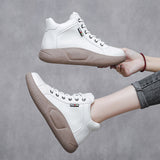 kamames New Fashion Retro Botas De Mujer Snow Boots Non-slip Warm Pu Leather Lace-up Thick-soled Shoes Women's Fashion All-match