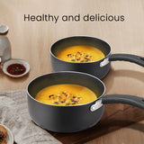 2-Piece Non-Stick Sauce Pan Set, 1 Qt & 2 Qt Saucepans with Lids, Oven Safe, Black