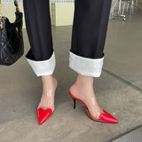 kamames Heels Transparent Love Noodles Spring And Summer New Matching Color Thin-Heeled Women's Shoes Korean Version Of Shallow Mouth Baotou Semi-Pointed Women's Shoes