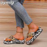 kamames size graffiti sandals outer wear2022new thick bottom beach sandals women's shoes women's herringbone sandals chain fashion