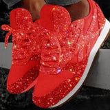 kamames kamames Casual Shoes Fall 2023 New Sequins With Breathable Rhinestone Thick Sole Student Large Size Women's Shoes